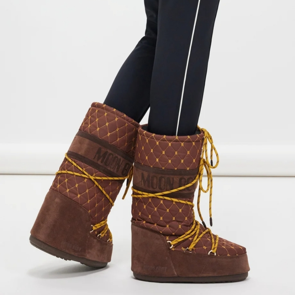 Moon Boot Icon suede quilted snow boots Brown Moon Boots Quilted Moon Boot Quilt - Picture 3 of 16